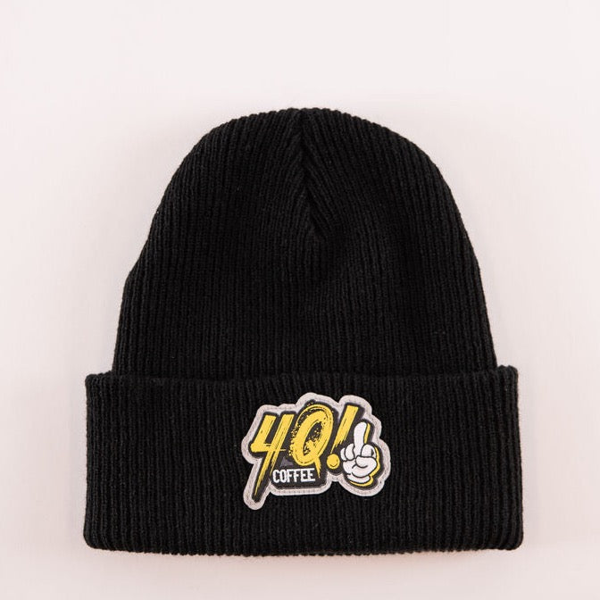 4Q! Beanie with white background